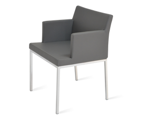 Soho Concept Soho Flat Armchair Dining Chair With Polished Base – Stylish, Durable Leatherette Seating For Modern Spaces Chrome,Grey  Soho-concept-dining-chair-05859