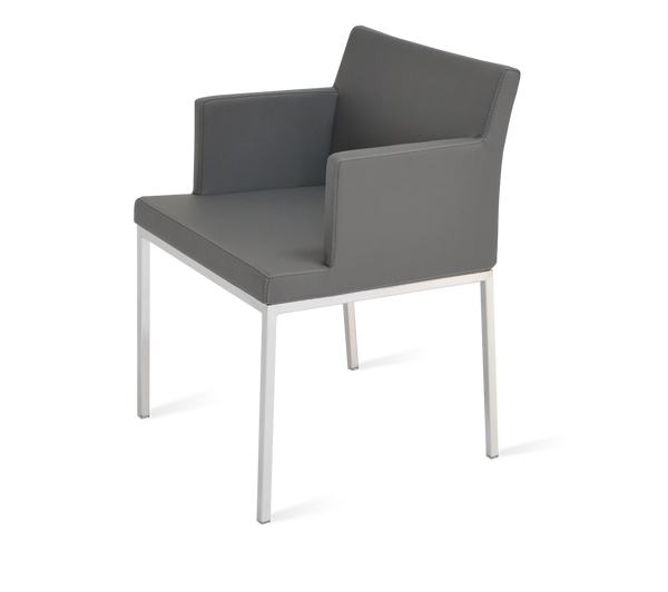 Soho Concept Soho Flat Armchair Dining Chair With Polished Base – Stylish, Durable Leatherette Seating For Modern Spaces Chrome,Grey  Soho-concept-dining-chair-05859