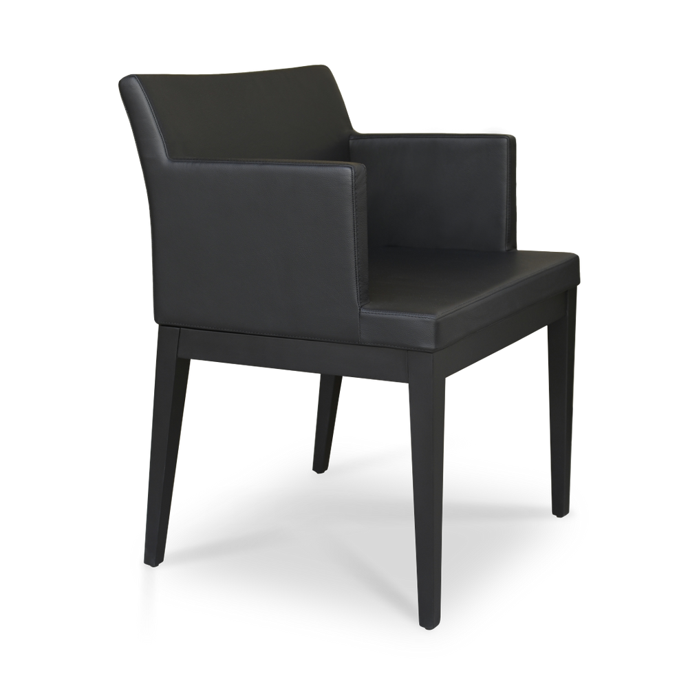 Soho Concept Soho Wood Counter & Bar Dining Chair - Soft Leatherette Upholstery, Solid Beech, Walnut Finish Black  Soho-concept-dining-chair-05921