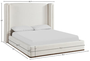 Meridian Furniture Solange Winged Linen Upholstered Full Bed with Walnut Base for Modern Bedrooms SolangeCream-F