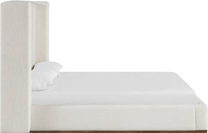 Meridian Furniture Solange Winged Linen Upholstered Full Bed with Walnut Base for Modern Bedrooms SolangeCream-F