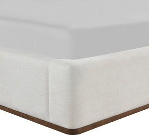 Meridian Furniture Solange Winged Linen Upholstered Full Bed with Walnut Base for Modern Bedrooms SolangeCream-F