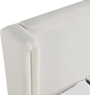 Meridian Furniture Solange Winged Headboard King Bed in Warm Cream Linen with Walnut Wood Base SolangeCream-K