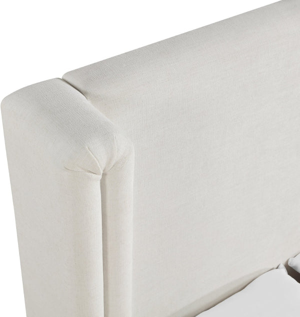 Meridian Furniture Solange Winged Linen Upholstered Queen Bed with Walnut Base for Modern Bedrooms SolangeCream-Q