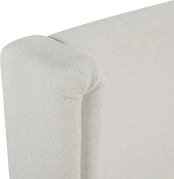 Meridian Furniture Solange Winged Linen Upholstered Twin Bed with Walnut Base for Modern Bedrooms SolangeCream-T
