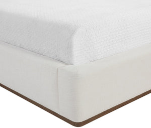 Meridian Furniture Solange Winged Linen Upholstered Twin Bed with Walnut Base for Modern Bedrooms SolangeCream-T