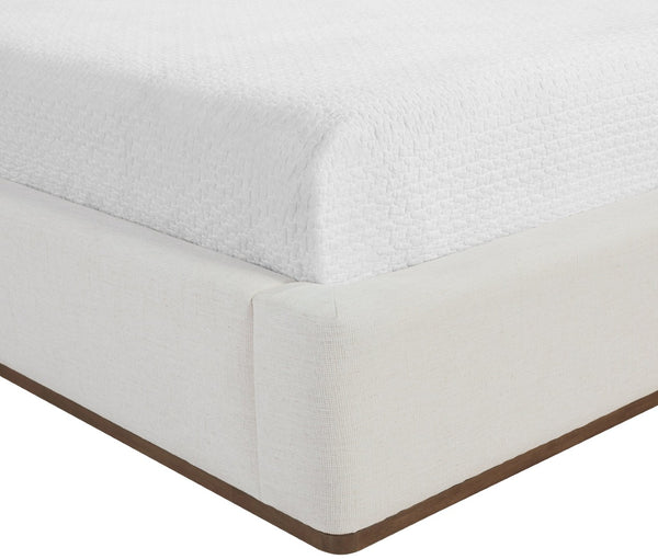 Meridian Furniture Solange Winged Linen Upholstered Twin Bed with Walnut Base for Modern Bedrooms SolangeCream-T