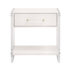Essentials for Living Sonia Shagreen 1-Drawer Nightstand Pearl Shagreen, Lucite, Brushed Brass