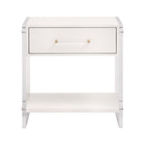 Essentials for Living Sonia Shagreen 1-Drawer Nightstand Pearl Shagreen, Lucite, Brushed Brass