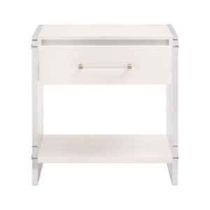 Essentials for Living Sonia Shagreen 1-Drawer Nightstand Pearl Shagreen, Lucite, Brushed Brass