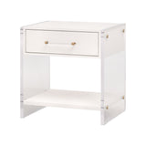 Essentials for Living Sonia Shagreen 1-Drawer Nightstand Pearl Shagreen, Lucite, Brushed Brass