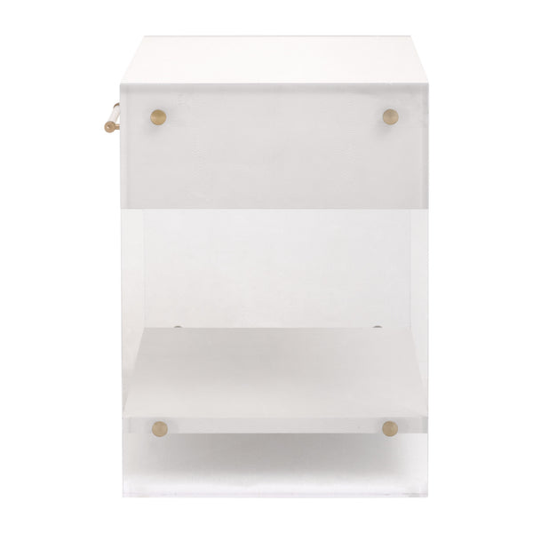 Essentials for Living Sonia Shagreen 1-Drawer Nightstand Pearl Shagreen, Lucite, Brushed Brass