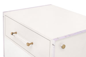 Essentials for Living Sonia Shagreen 1-Drawer Nightstand Pearl Shagreen, Lucite, Brushed Brass