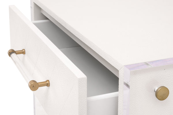 Essentials for Living Sonia Shagreen 1-Drawer Nightstand Pearl Shagreen, Lucite, Brushed Brass