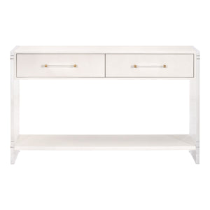 Essentials for Living Sonia Shagreen Console Table 6111.PRL-SHG/BBRS Pearl Shagreen, Lucite, Brushed Brass