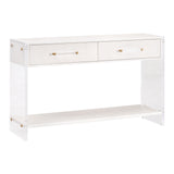 Essentials for Living Sonia Shagreen Console Table 6111.PRL-SHG/BBRS Pearl Shagreen, Lucite, Brushed Brass