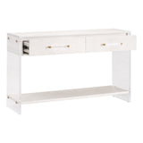 Essentials for Living Sonia Shagreen Console Table 6111.PRL-SHG/BBRS Pearl Shagreen, Lucite, Brushed Brass