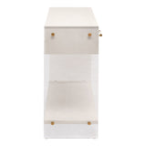 Essentials for Living Sonia Shagreen Console Table 6111.PRL-SHG/BBRS Pearl Shagreen, Lucite, Brushed Brass