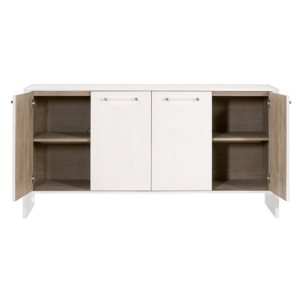 Essentials For Living Sonia Shagreen Media Sideboard: Elegant Faux Stingray Design, Modern Accents, Spacious Storage Solutions Pearl Shagreen,Lucite,Brushed Brass Faux Shagreen Resin,Solid Rubberwood,Solid Beech,Mdf,Acrylic,Metal 6110.Prl-shg/Bbrs