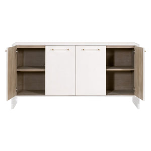 Essentials For Living Sonia Shagreen Media Sideboard: Elegant Faux Stingray Design, Modern Accents, Spacious Storage Solutions Pearl Shagreen,Lucite,Brushed Brass Faux Shagreen Resin,Solid Rubberwood,Solid Beech,Mdf,Acrylic,Metal 6110.Prl-shg/Bbrs