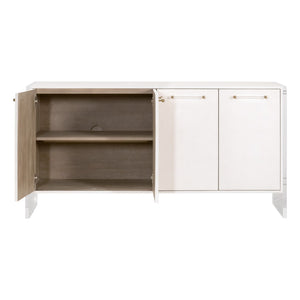 Essentials For Living Sonia Shagreen Media Sideboard: Elegant Faux Stingray Design, Modern Accents, Spacious Storage Solutions Pearl Shagreen,Lucite,Brushed Brass Faux Shagreen Resin,Solid Rubberwood,Solid Beech,Mdf,Acrylic,Metal 6110.Prl-shg/Bbrs