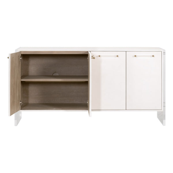 Essentials For Living Sonia Shagreen Media Sideboard: Elegant Faux Stingray Design, Modern Accents, Spacious Storage Solutions Pearl Shagreen,Lucite,Brushed Brass Faux Shagreen Resin,Solid Rubberwood,Solid Beech,Mdf,Acrylic,Metal 6110.Prl-shg/Bbrs