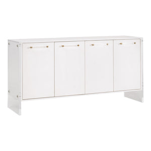 Essentials For Living Sonia Shagreen Media Sideboard: Elegant Faux Stingray Design, Modern Accents, Spacious Storage Solutions Pearl Shagreen,Lucite,Brushed Brass Faux Shagreen Resin,Solid Rubberwood,Solid Beech,Mdf,Acrylic,Metal 6110.Prl-shg/Bbrs