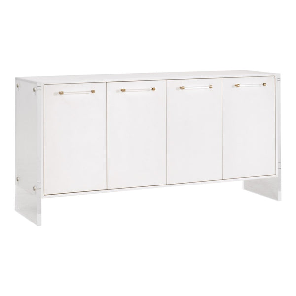 Essentials For Living Sonia Shagreen Media Sideboard: Elegant Faux Stingray Design, Modern Accents, Spacious Storage Solutions Pearl Shagreen,Lucite,Brushed Brass Faux Shagreen Resin,Solid Rubberwood,Solid Beech,Mdf,Acrylic,Metal 6110.Prl-shg/Bbrs