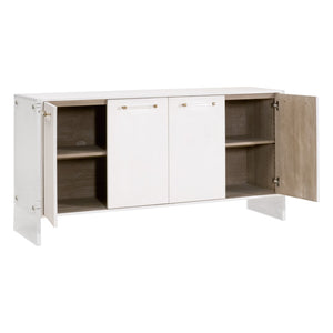 Essentials For Living Sonia Shagreen Media Sideboard: Elegant Faux Stingray Design, Modern Accents, Spacious Storage Solutions Pearl Shagreen,Lucite,Brushed Brass Faux Shagreen Resin,Solid Rubberwood,Solid Beech,Mdf,Acrylic,Metal 6110.Prl-shg/Bbrs