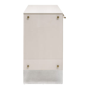 Essentials For Living Sonia Shagreen Media Sideboard: Elegant Faux Stingray Design, Modern Accents, Spacious Storage Solutions Pearl Shagreen,Lucite,Brushed Brass Faux Shagreen Resin,Solid Rubberwood,Solid Beech,Mdf,Acrylic,Metal 6110.Prl-shg/Bbrs