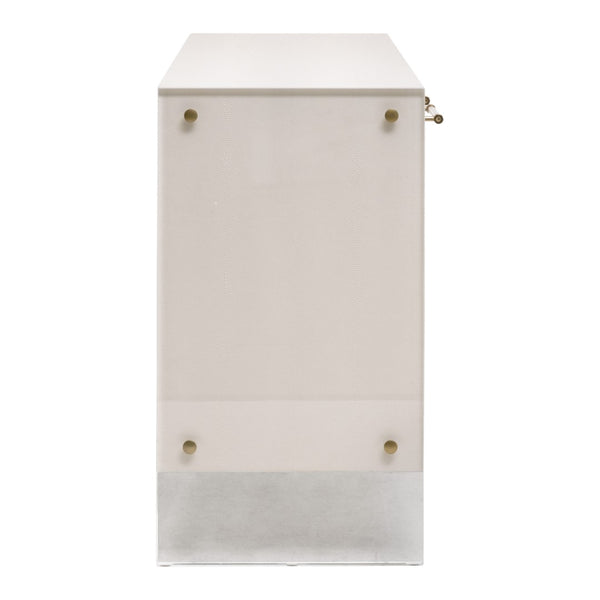 Essentials For Living Sonia Shagreen Media Sideboard: Elegant Faux Stingray Design, Modern Accents, Spacious Storage Solutions Pearl Shagreen,Lucite,Brushed Brass Faux Shagreen Resin,Solid Rubberwood,Solid Beech,Mdf,Acrylic,Metal 6110.Prl-shg/Bbrs