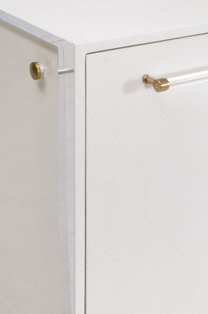 Essentials For Living Sonia Shagreen Media Sideboard: Elegant Faux Stingray Design, Modern Accents, Spacious Storage Solutions Pearl Shagreen,Lucite,Brushed Brass Faux Shagreen Resin,Solid Rubberwood,Solid Beech,Mdf,Acrylic,Metal 6110.Prl-shg/Bbrs