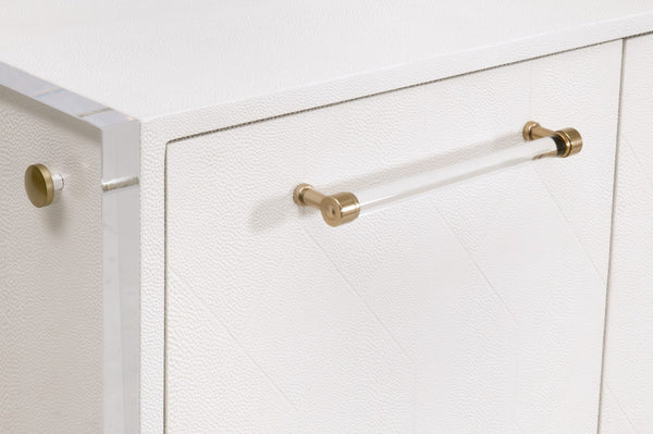 Essentials For Living Sonia Shagreen Media Sideboard: Elegant Faux Stingray Design, Modern Accents, Spacious Storage Solutions Pearl Shagreen,Lucite,Brushed Brass Faux Shagreen Resin,Solid Rubberwood,Solid Beech,Mdf,Acrylic,Metal 6110.Prl-shg/Bbrs