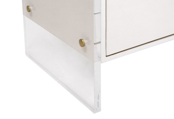 Essentials For Living Sonia Shagreen Media Sideboard: Elegant Faux Stingray Design, Modern Accents, Spacious Storage Solutions Pearl Shagreen,Lucite,Brushed Brass Faux Shagreen Resin,Solid Rubberwood,Solid Beech,Mdf,Acrylic,Metal 6110.Prl-shg/Bbrs