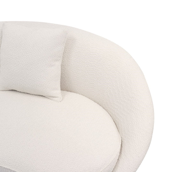 Pasargad Home Luna Collection Curved Sofa In Soft Textured Fabric With Gold Plated Base, Grey Ivory Poly Fabric Sofa-ds0440