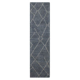 Spartel Modern Abstract Blue Steel Area Rug, 2' x 8' - Hand Loomed, Stain-Resistant