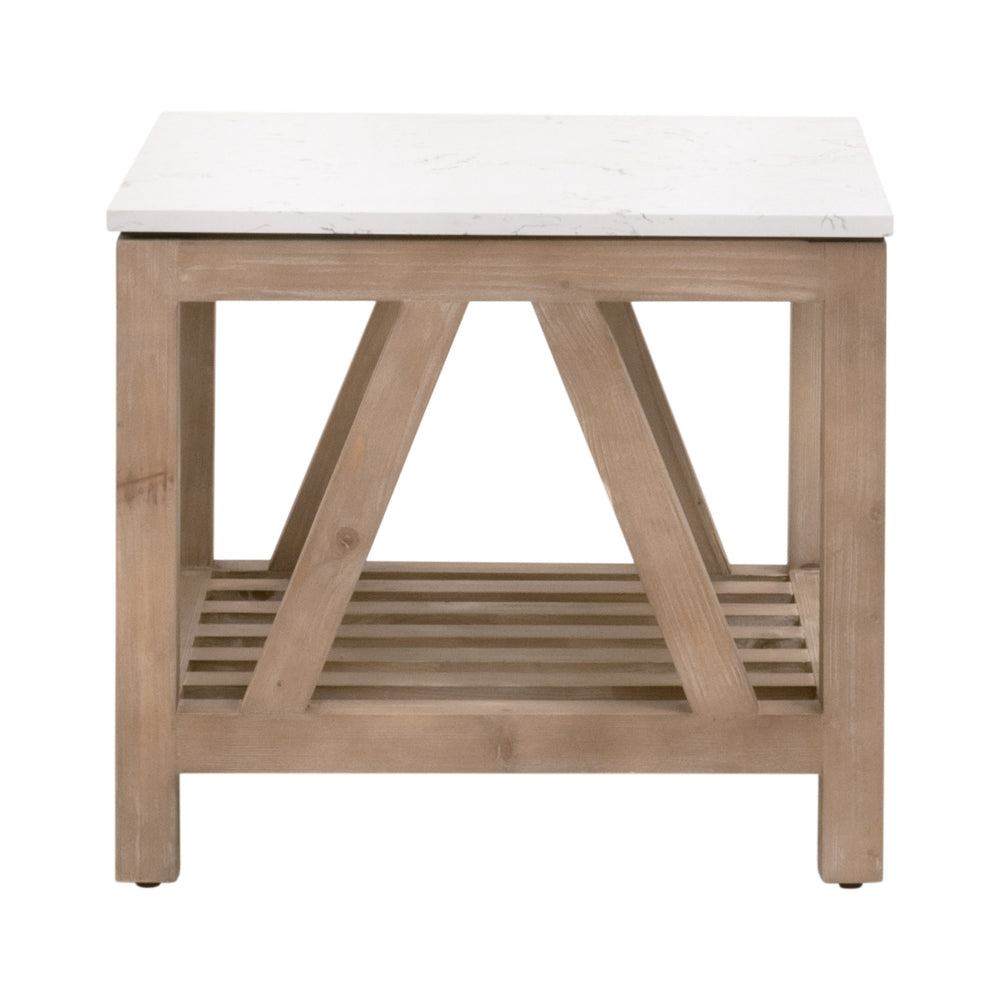 Spruce End Table Smoke Gray Pine, White Quartz 8020.SGRY-PNE/WHTQ Essentials for Living