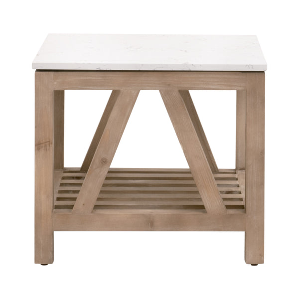 Spruce End Table Smoke Gray Pine, White Quartz 8020.SGRY-PNE/WHTQ Essentials for Living