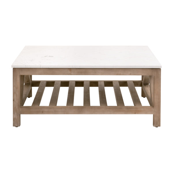 Spruce Square Coffee Table Smoke Gray Pine, White Quartz 8019SQ.SGRY-PNE/WHTQ Essentials for Living