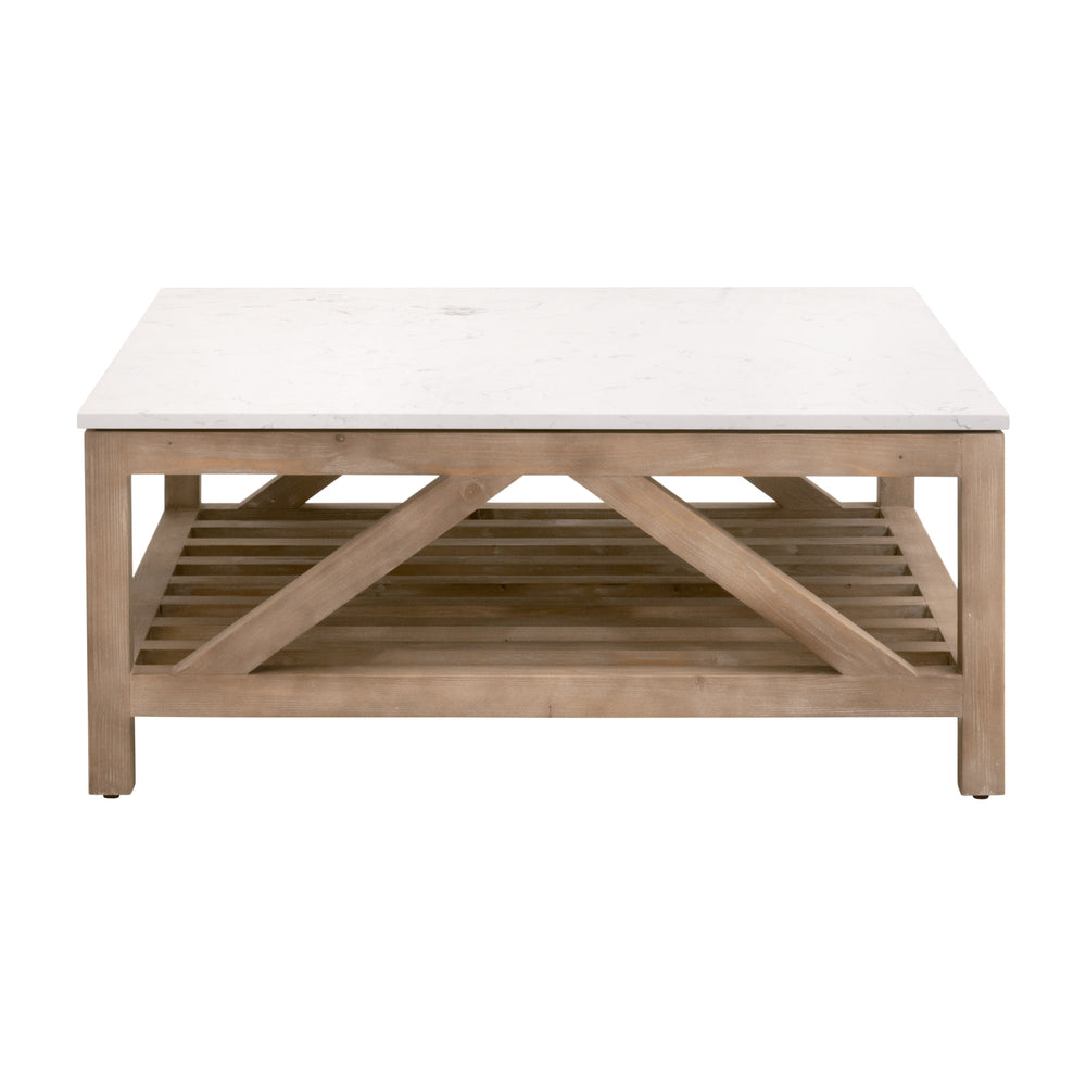 Spruce Square Coffee Table Smoke Gray Pine, White Quartz 8019SQ.SGRY-PNE/WHTQ Essentials for Living