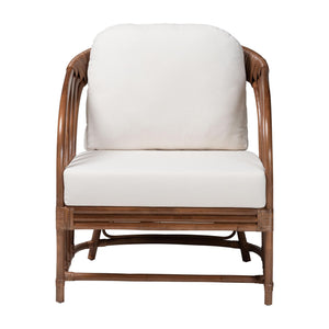 Bali & Pari Stan Handcrafted Natural Rattan Lounge Chair with Removable Cushions