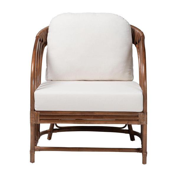 Bali & Pari Stan Handcrafted Natural Rattan Lounge Chair with Removable Cushions