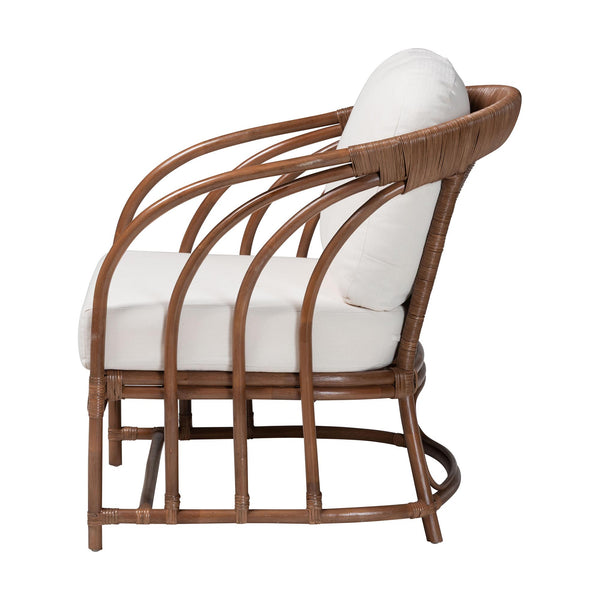 Bali & Pari Stan Handcrafted Natural Rattan Lounge Chair with Removable Cushions