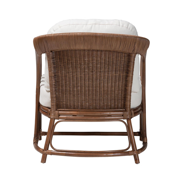 Bali & Pari Stan Handcrafted Natural Rattan Lounge Chair with Removable Cushions