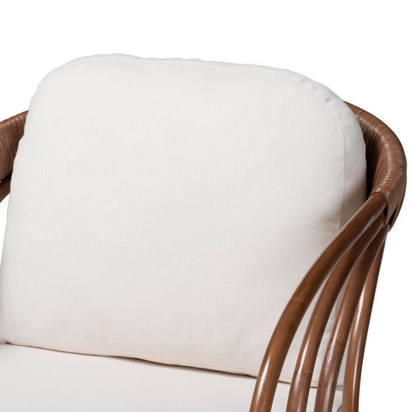 Bali & Pari Stan Handcrafted Natural Rattan Lounge Chair with Removable Cushions