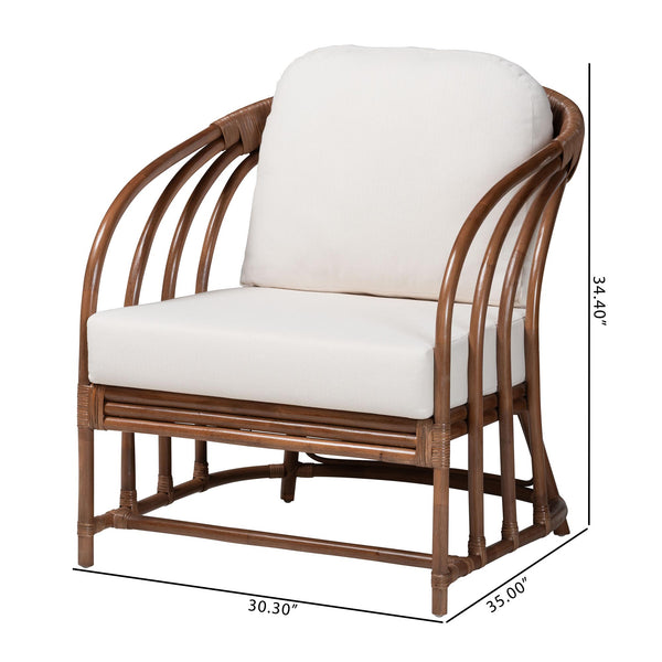 Bali & Pari Stan Handcrafted Natural Rattan Lounge Chair with Removable Cushions