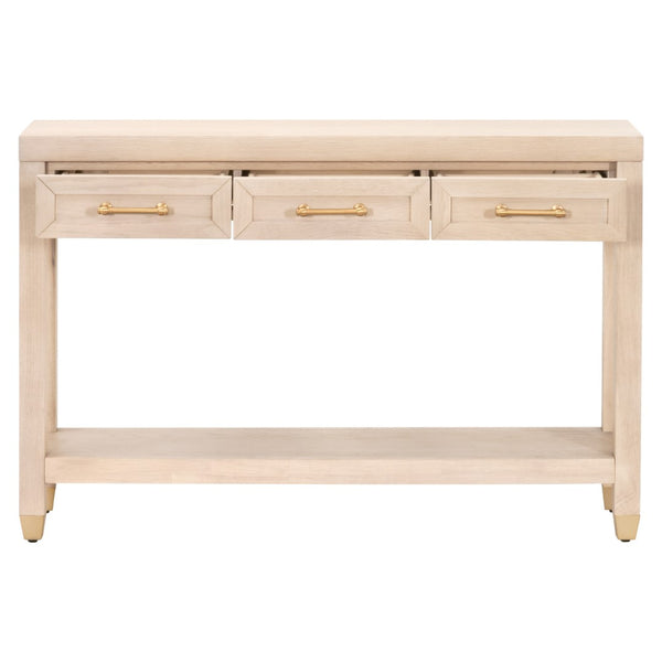 Essentials For Living Stella Narrow Console Table - Stylish Light Honey Oak Design With 3 Drawers & Shelf For Small Spaces Light Honey Oak Solid Oak Wood,Oak Veneer,Mdf,Plywood,Steel Po 6138.Lhon/Bbrs