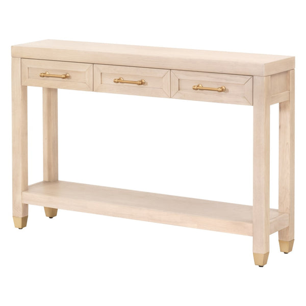 Essentials For Living Stella Narrow Console Table - Stylish Light Honey Oak Design With 3 Drawers & Shelf For Small Spaces Light Honey Oak Solid Oak Wood,Oak Veneer,Mdf,Plywood,Steel Po 6138.Lhon/Bbrs