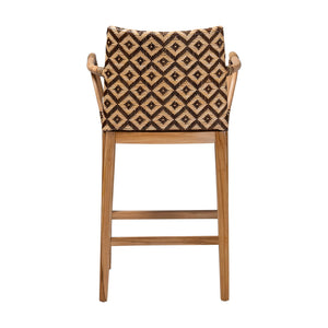 Bali & Pari Storsel Handcrafted Rattan Teak Armrest Counter Stool with Cushion