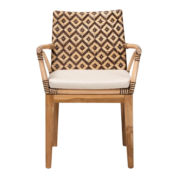 Bali & Pari Storsel Handcrafted Rattan Teak Dining Chair with Cushion Boho Coastal